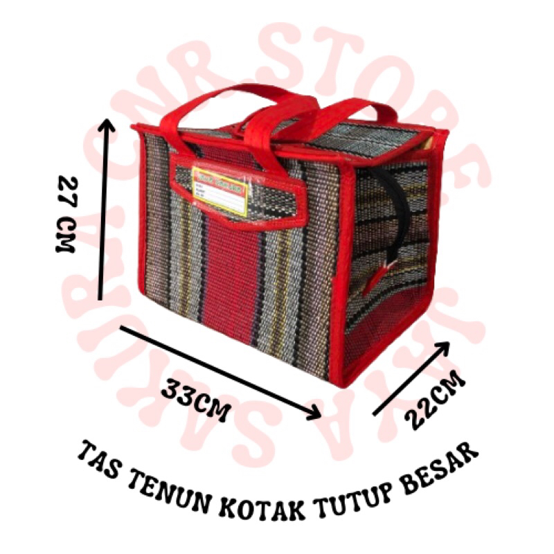 

JAYA SAKURA Tas Tenun Tikar Kotak Tutup Besar Random / Tas Buwuhan / Tas Souvenir Uk. 33x22x27