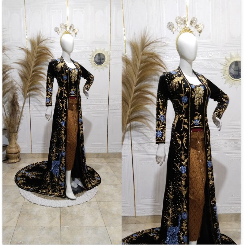 GAUN PENGANTIN BELUDRU BEREKOR  MEWAH MURAH MODERN//BAJU ADAT JAWA//MINANG//KEBAYA
