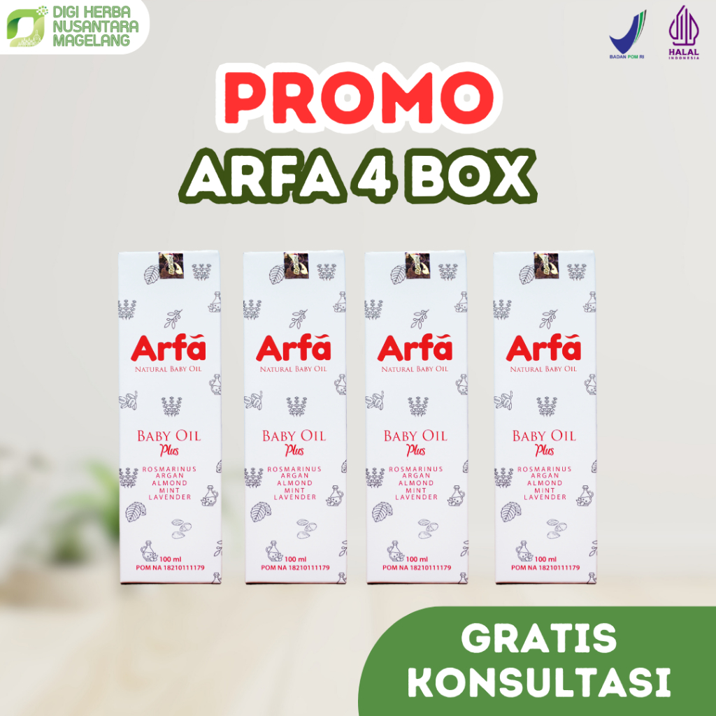ARFA BABY OIL 4 BOX - Minyak telon alami melembabkan kulit bayi | menjaga kesehatan kulit si kecil |