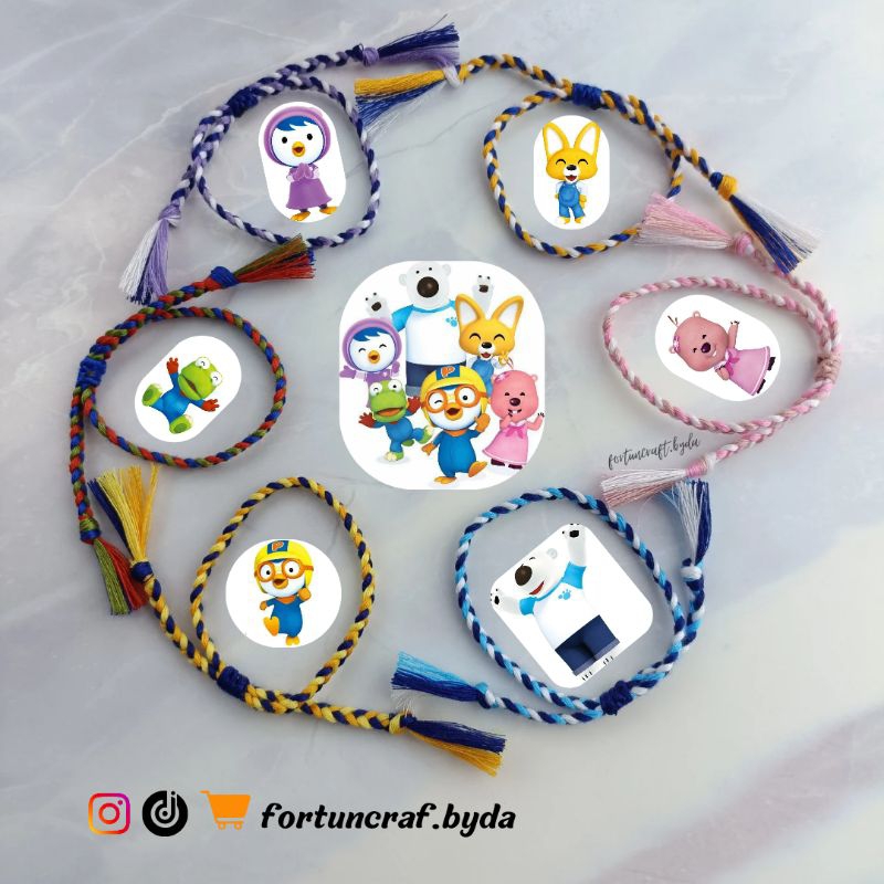 Pororo Bracelets | Gelang Benang Kepang Pororo Crong Eddy Luppy Petty Poby | Couple Bestie / Sahabat