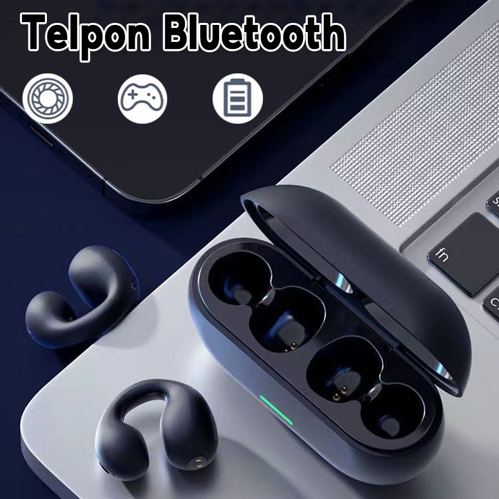 5.3 Bluetooth Konduksi Tulang Anting-Anting Headphone Nirkabel Headset Tahan Air TWS Earbud Olahraga