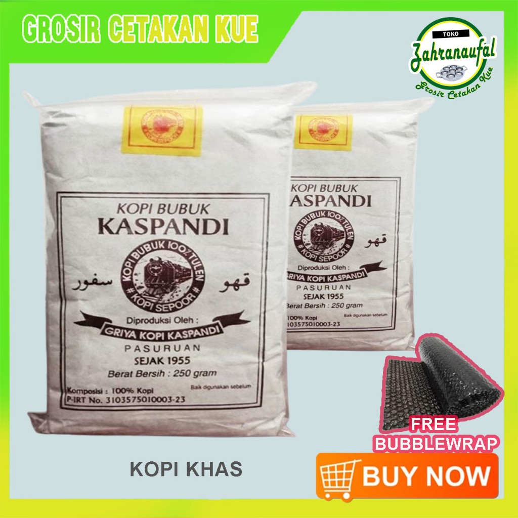 

KOPI BUBUK MURNI ROBUSTA - ARABICA KHAS KASPANDI CAP SEPOOR (BUNGKUS KERTAS) 2 UKURAN