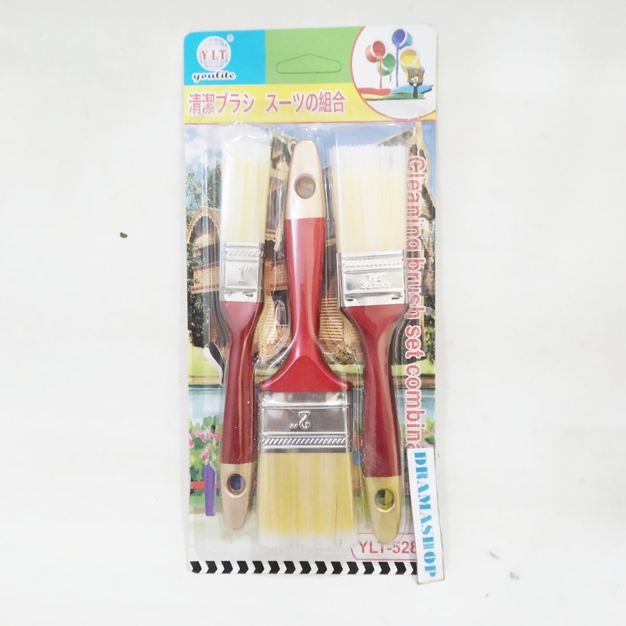 

Kuas Cat Paint Brush bulu gagang plastik serba guna set 3pcs