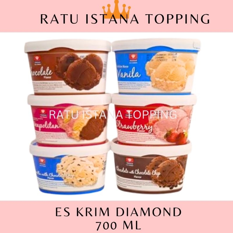 

DIAMOND ICE CREAM 700 ML ES KRIM ANEKA RASA VANILA COKLAT STROBERI