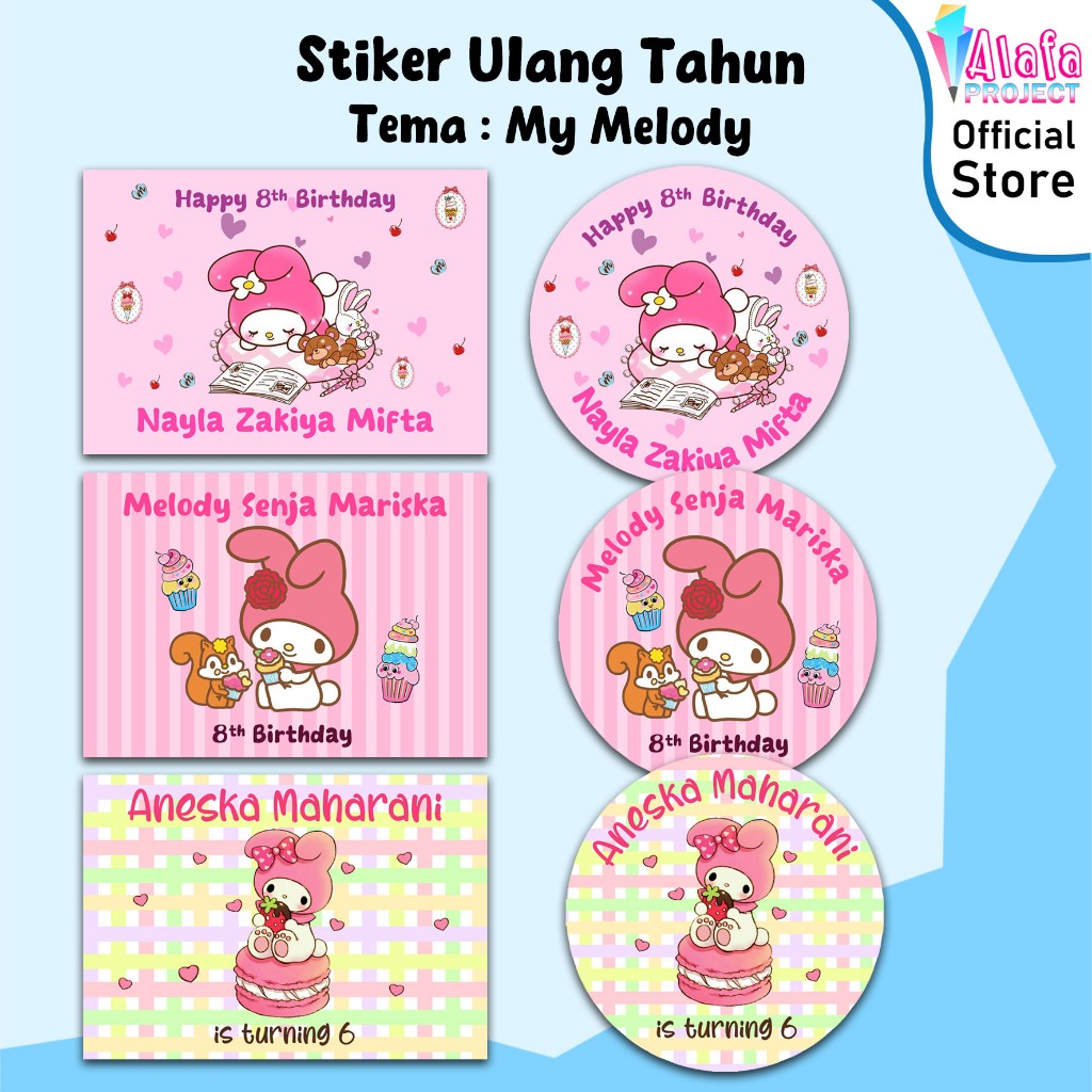 alafaproject Stiker Birthday My Melody Custom