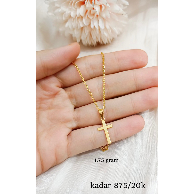 Grosir Set kalung salib minimalis elegant emas asli Keren kadar 875 20 karat