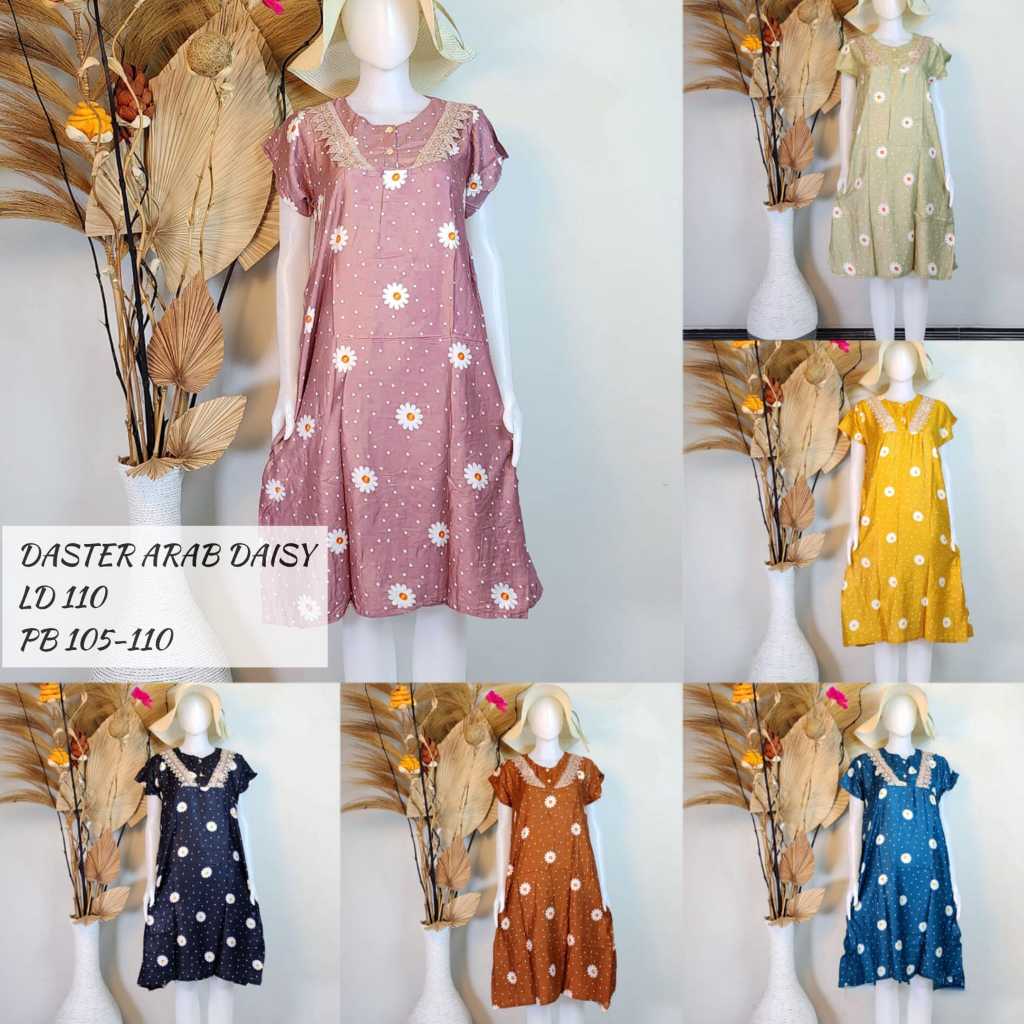 Daster Payung Arab Bunga Daisy/Daster Arab/Daster Bali LD 110 Busui Friendly