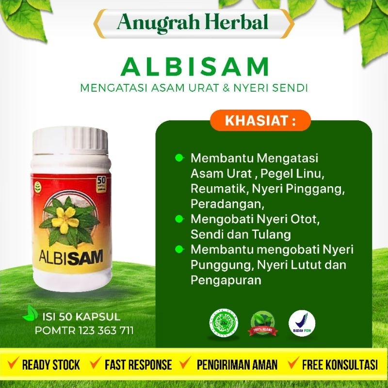Albisam Obat Asam Urat Obat Herbal Asam Urat 50 Kapsul Albiruni Al Biruni Al Bisam Asamurat