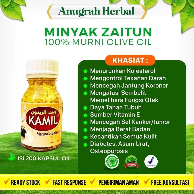 Kamil Minyak Zaitun Olive Oil Capsule Kapsul Minyak Zaitun Kapsul Zaitun Suplemen Herbal Obat Herbal