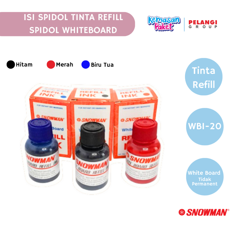 

TINTA REFILL SPIDOL WHITEBOARD SNOWMAN HITAM, MERAH, BIRU