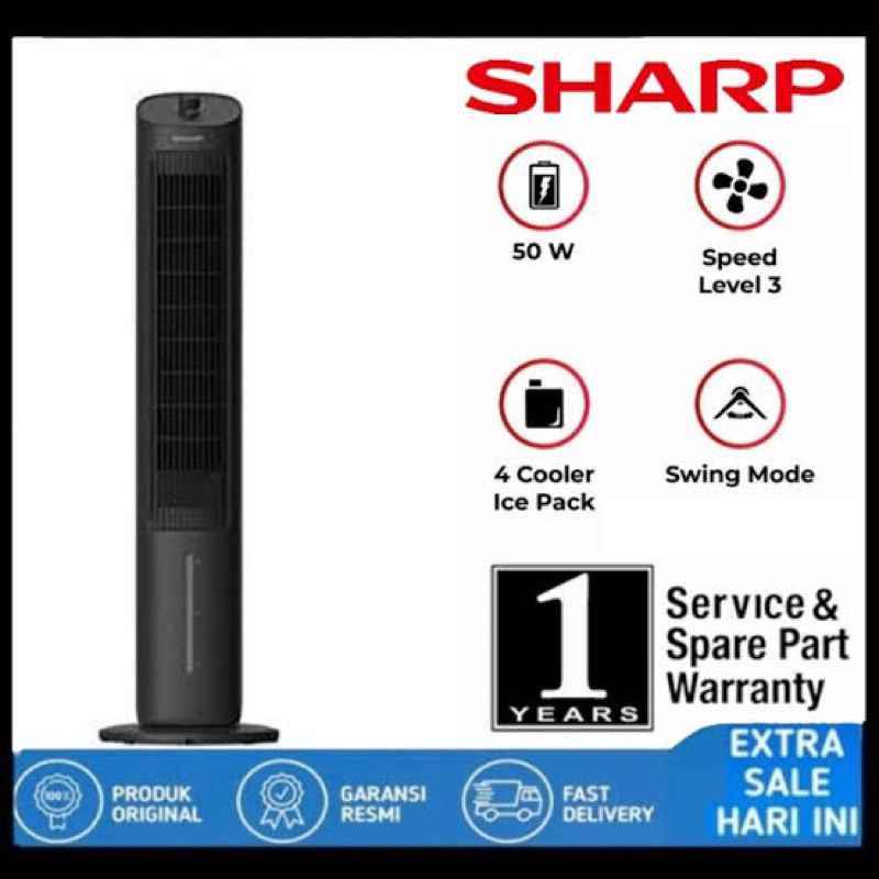 AIR COOLER SHARP PJ-R34TY-B / PJR34TYB SHARP AIRCOOLER TOWER SHARP KIPAS ANGIN TOWER SHARP BLOWER KI