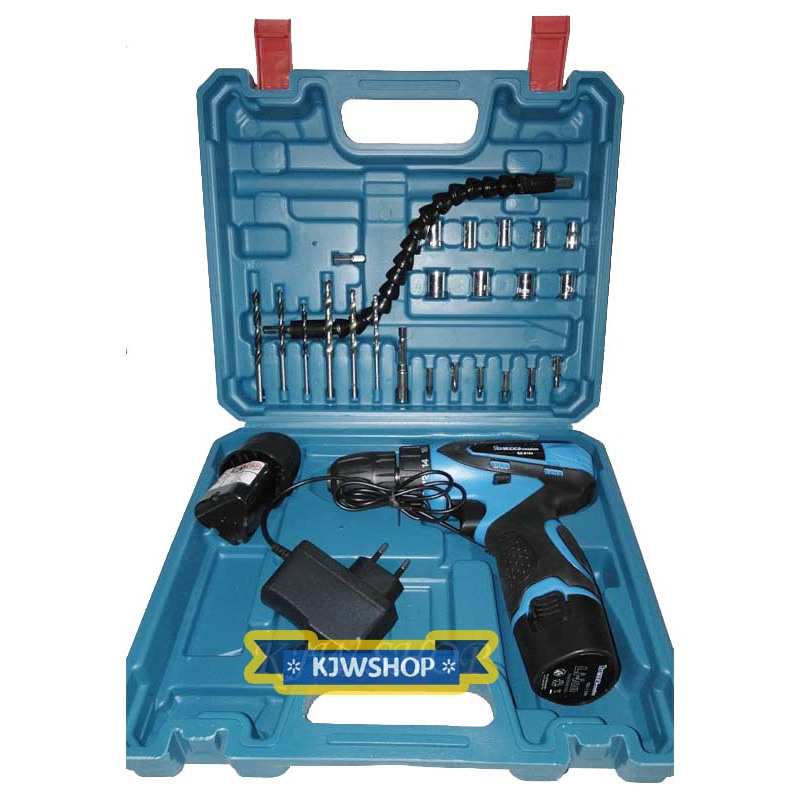 Mesin Bor Cordless 12 Volt Set Lengkap Selang Mata Bor merk BENZ BZ-8104 Bor Baterai Lithium BZ 8104