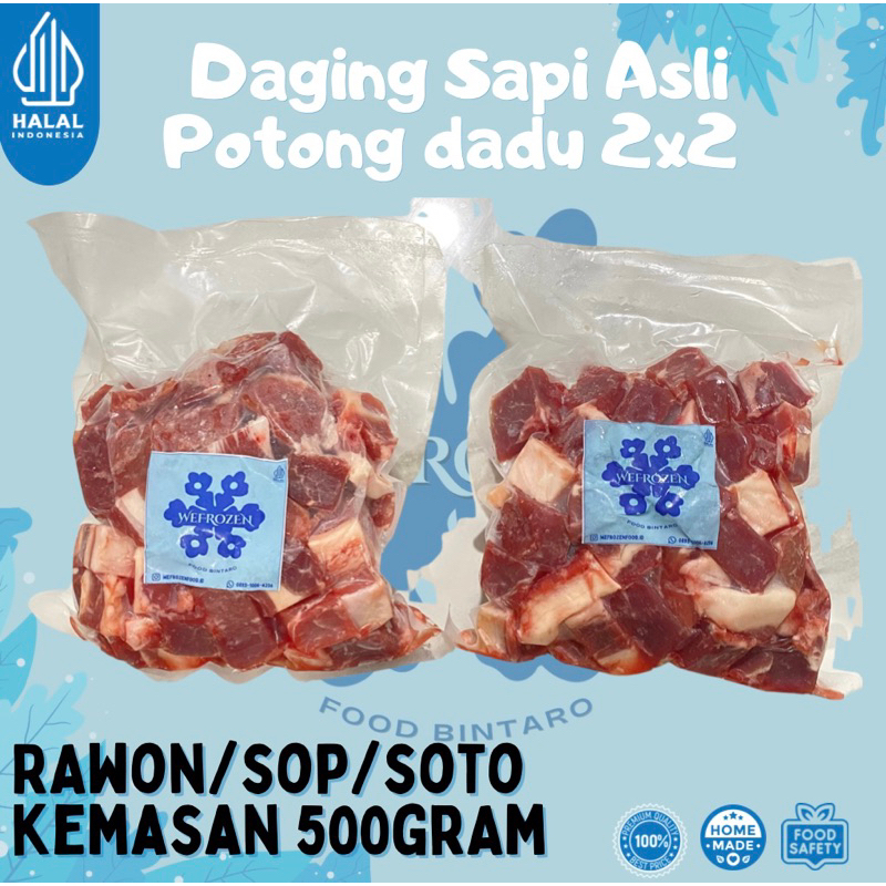 

DAGING RAWON / SOP / SOTO DAGING SAPI ASLI POTONG DADU 2x2 500GRAM