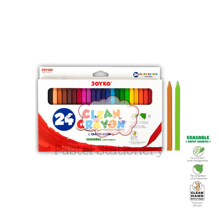 

Clean Crayon 24 Colors Joyko CLCR-AC-24 - Krayon Warna Bersih Dapat Dihapus