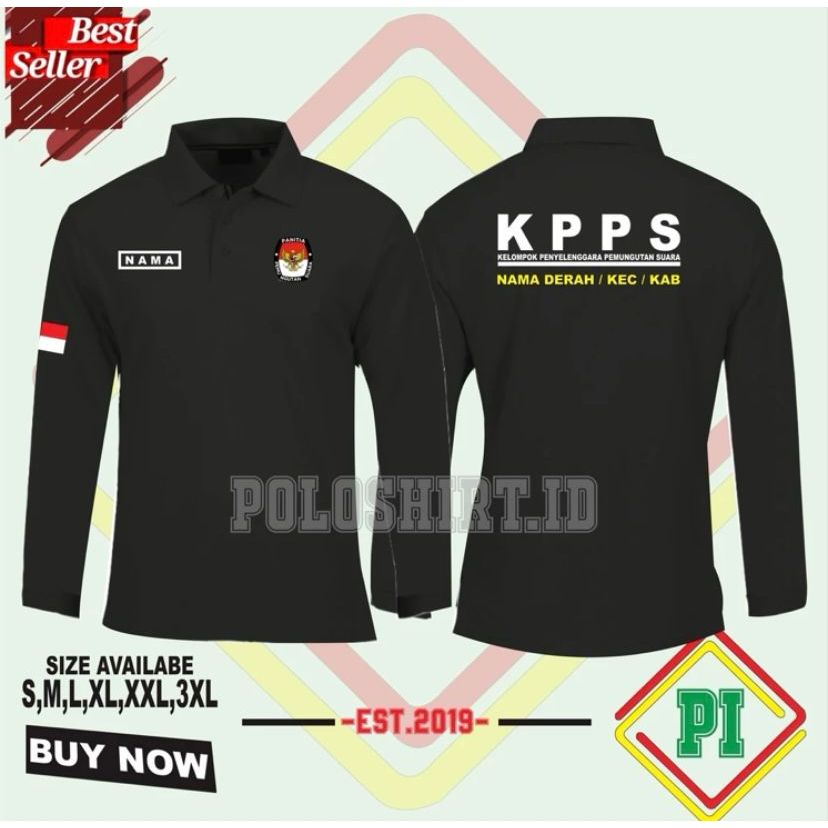 POLOSHIRT KAOS KERAH PANJANG KPPS / KAOS POLO KERAH KPPS FREE NAMA / NAMA DAERAH / JABATAN