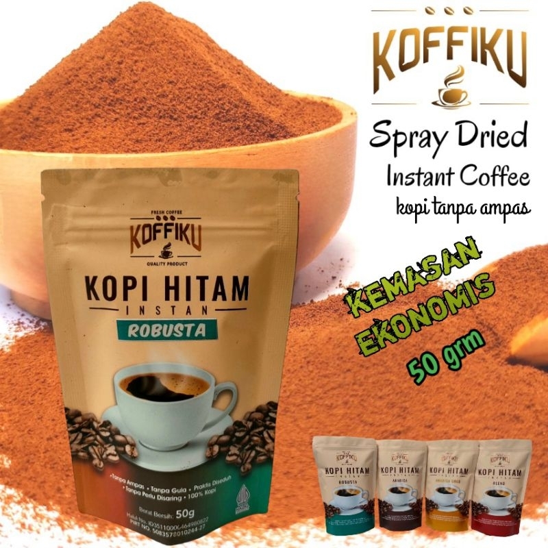 

KOFFIKU Robusta kopi hitam instan tanpa ampas kemasan 50 gram