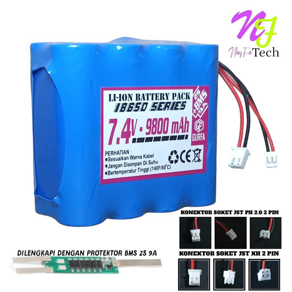 Baterai Speaker / Baterai Salon Aktif Dan Perangkat Elektronik Lainnya 8X 18650 9800mAh 7,4V BMS 2S 
