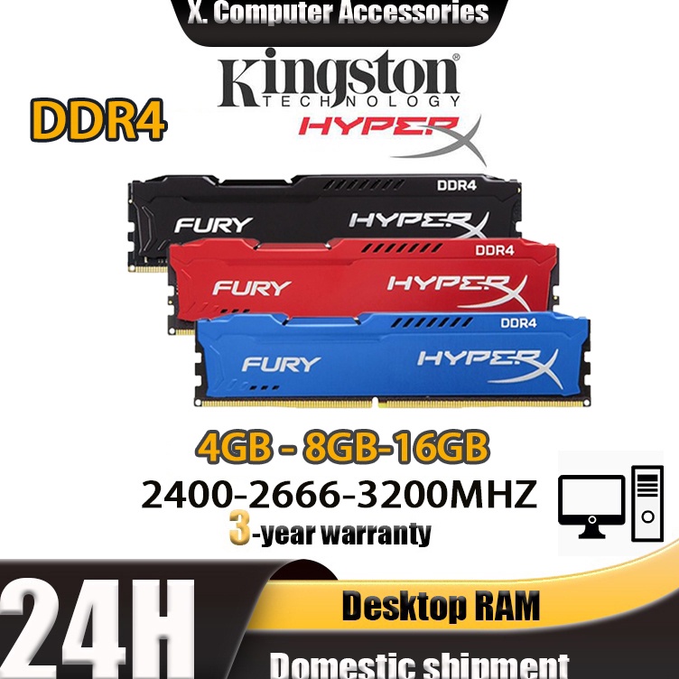 ART G15Z Pengiriman Jakarta Original Kingston HyperX FURY Dektop RAM DDR4 4GB 8GB 16GB DDR4 PC 24Mhz 288Pin PC4 DIMM RAM Desktop Memory