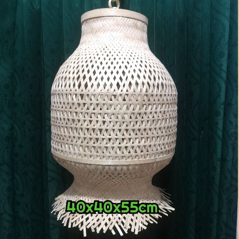 KAP LAMPU GANTUNG BAMBU BESAR AESTHETIC DEKORASI CAFE GERAISURYA