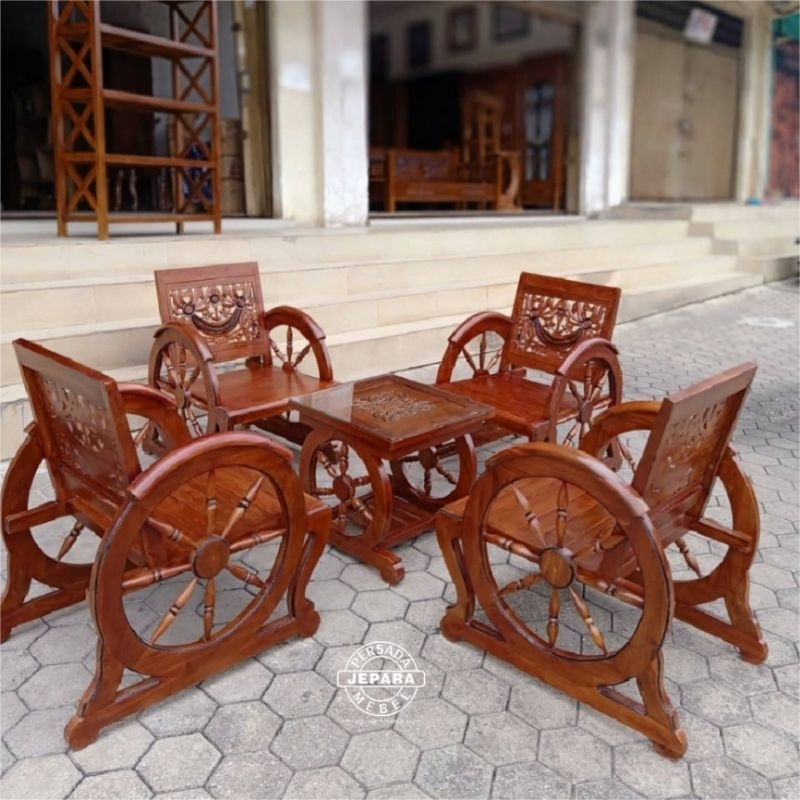Kursi teras roda / Kursi teras ukir jati jepara / Kursi teras mininalis / Kursi teras jati / Kursi t