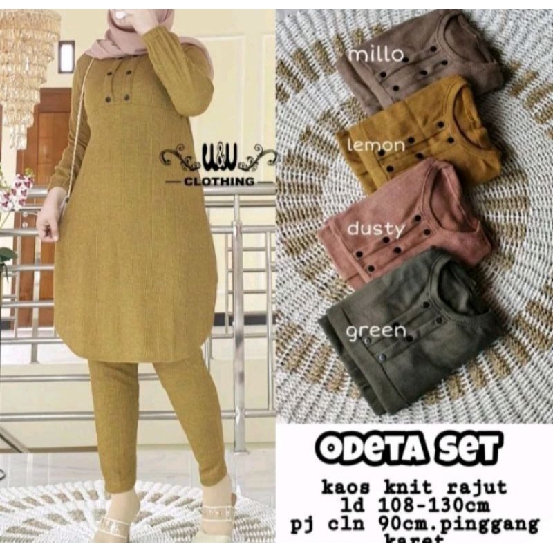 Setelan Wanita Kaos Knit Rajut Odeta Terbaru