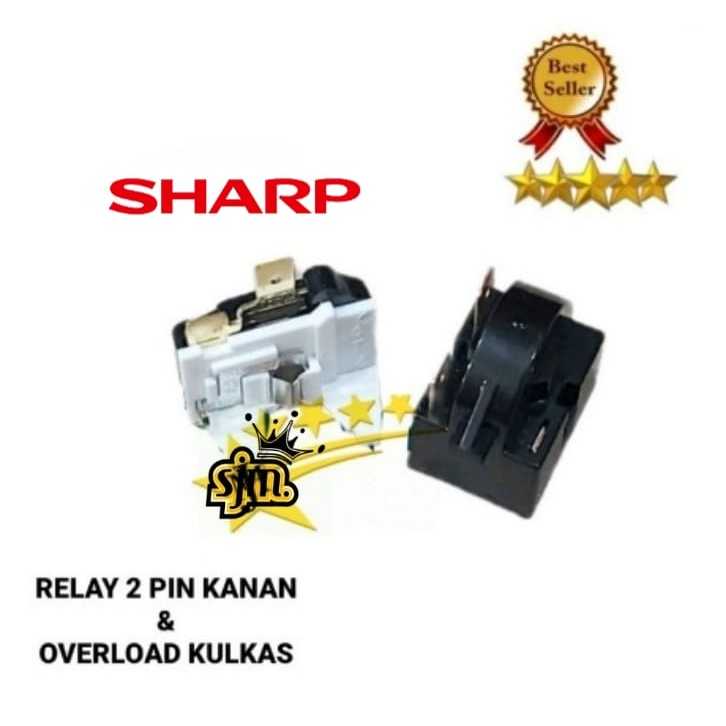 Relay 2 Pin Kanan + Ptc Overload Kulkas Sharp 1 Pintu / 2 Pintu