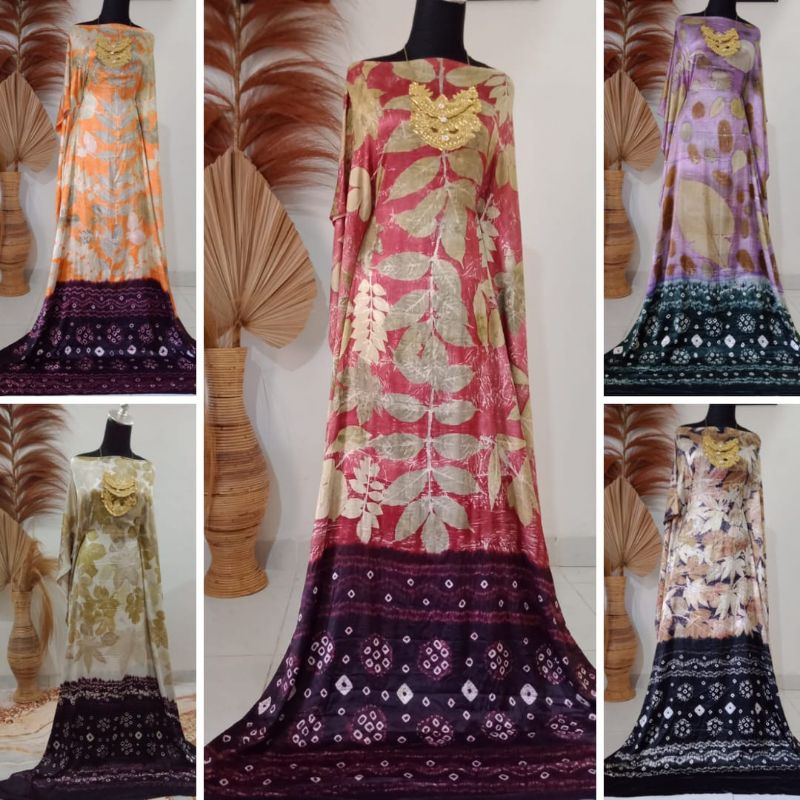 Kain Jumputan Palembang Ecoprint Bahan Dasar Batik Khas Jemputan Semi Sutra Silk 3 Meter Handmade