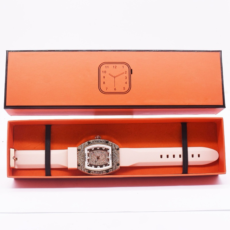 ( BISA COD ) Jam Tangan Wanita RM Body Diamond Rubber Tali Karet Jam Tangan Fashion Cewek Jam Murah 