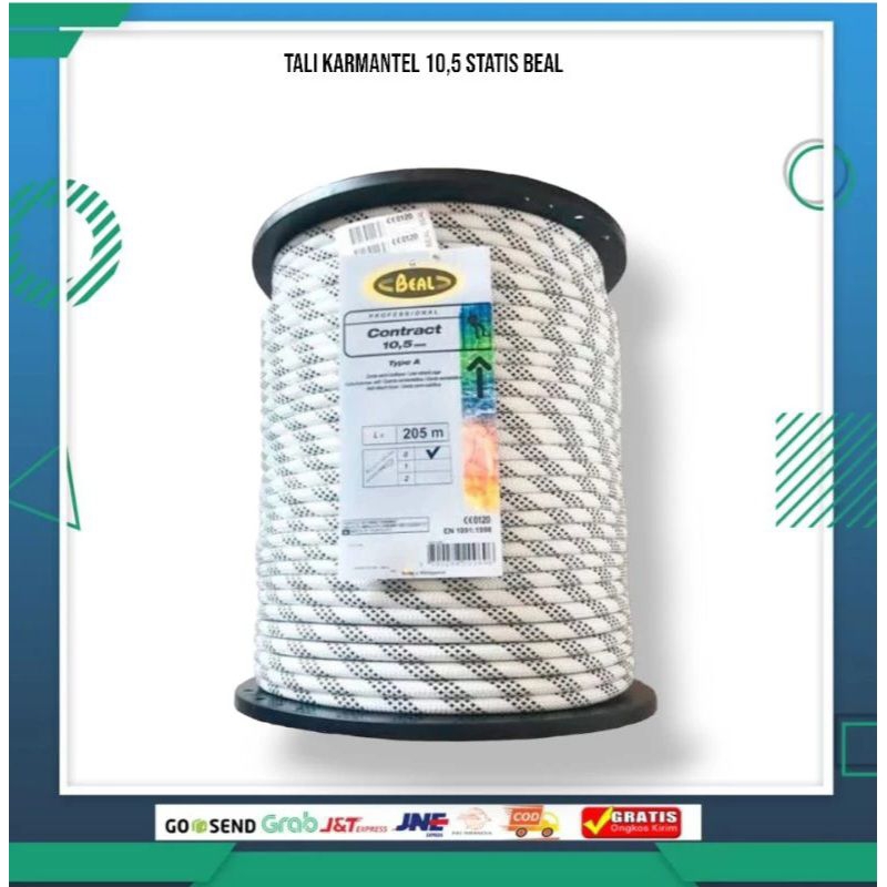 Tali Karmantel Panjat Tebing Statis  Contract 10,5mm × 50 Meter/ Tali Karmantel Meteran /Tali Karman