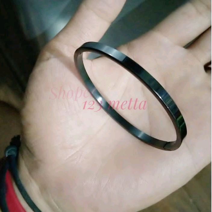 Gelang Titanium Hitam Polos Bangle Black Full