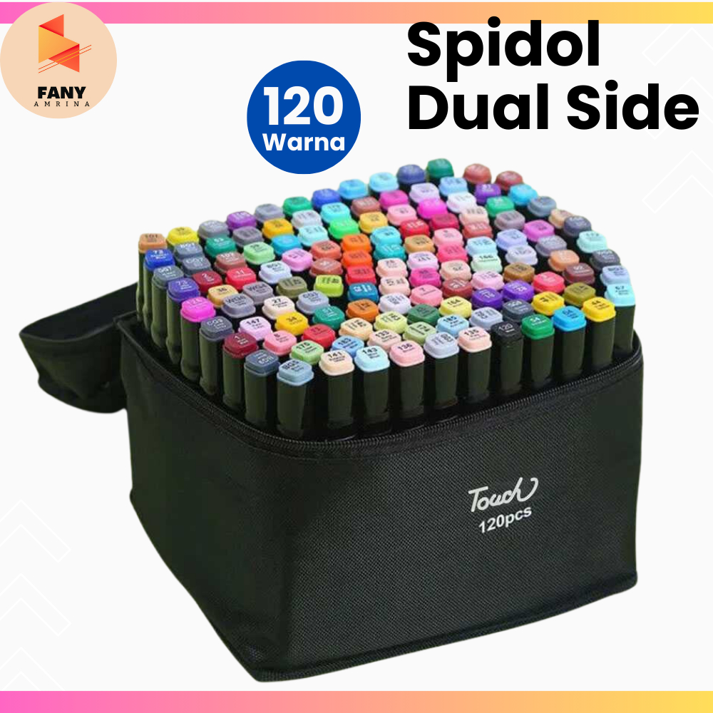 

Spidol Warna Dual Side 120 PCS Fine Art Brush Marker
