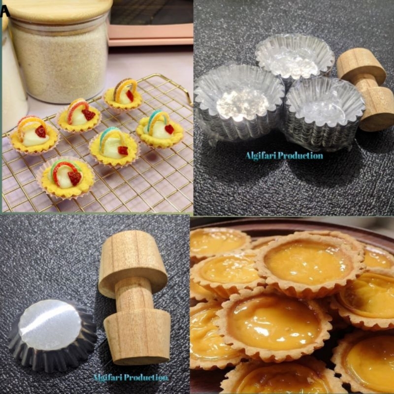 Isi 20Pcs Cetakan Kue Pie Mini Loyang Kue Pie susu 1Set Sama Penekan Kayu