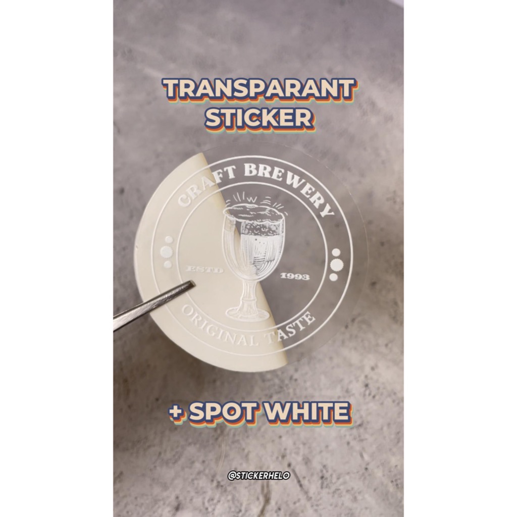 

Print Stiker Diecut Transparant White Putih Tinta UV Ukuran A3 30x44cm