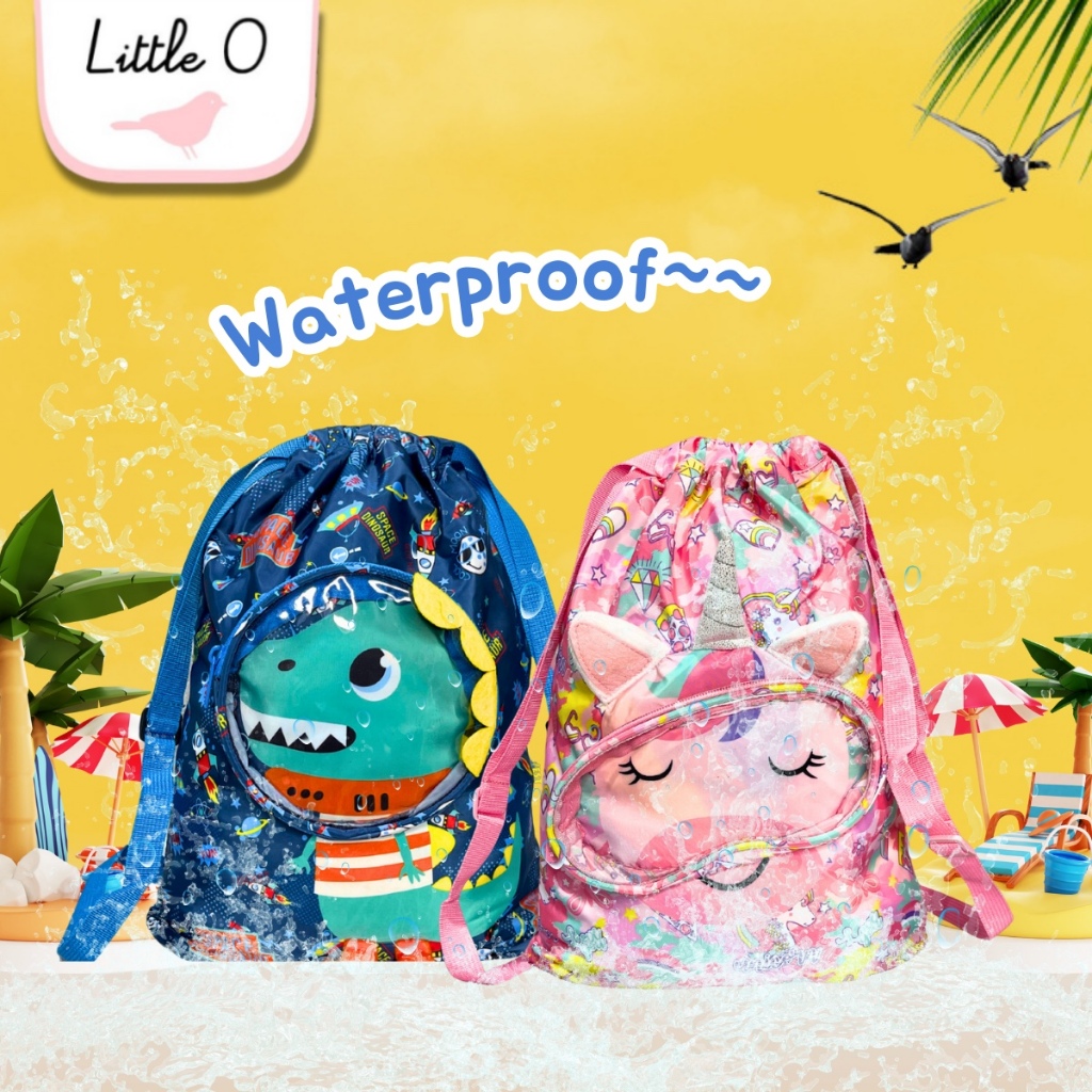 PREMIUM  Tas Ransel Tas Serut Renang Sports Hiking Anak Waterproof Tas Serut Unicorn Dino Shark
