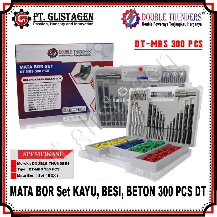 Mata Bor Set Kayu Besi Beton Obeng Mata Bor Set 300 Pcs Box Lengkap