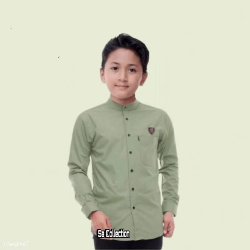 Baju koko anak remaja SD smp lengan panjang/kemeja koko anak Tangung usia 7-14tahun trendy masakini 