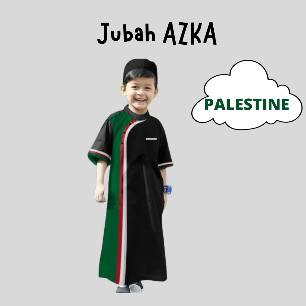 READY STOCK Jubah PALESTINA Special Edition Model AZKA Baju Koko Gamis Anak Laki-Laki Usia 1-14