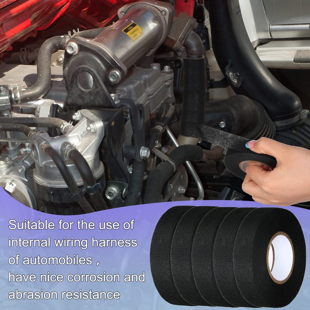 25M Pita Tahan Panas Tape Isolasi Kabel Tape Mobil Hitam Lakban Kain -