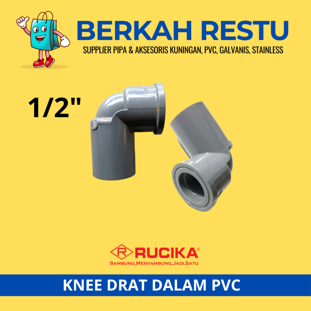 FAUCET ELBOW/ KNEE 1/2" INCH DRAT DALAM PVC RUCIKA AW