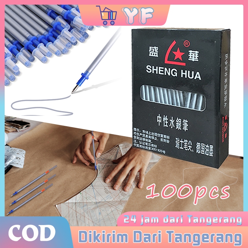 

SHENG HUA Silver Pen 1 Box 100Pcs / Pen Penanda Kain / Heat Erasable Pen / Pen Kulit