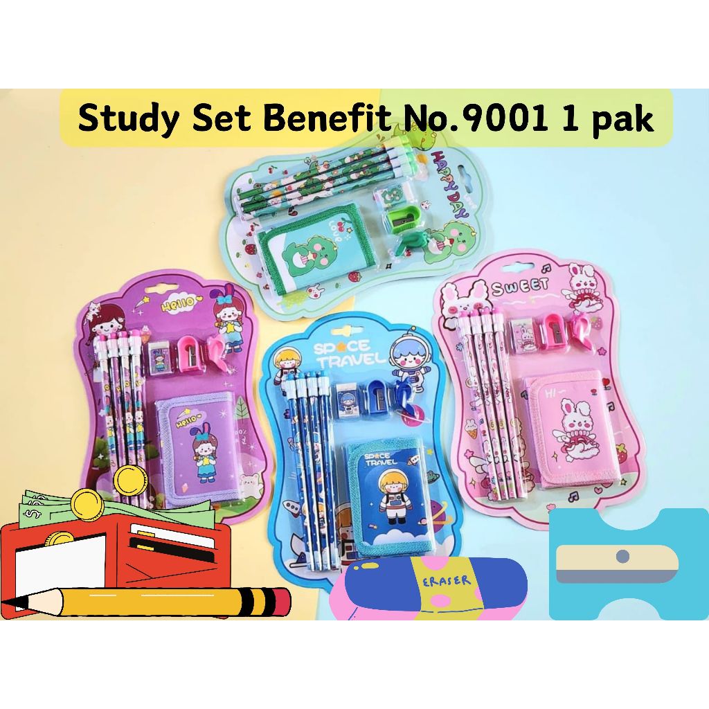

PAKET ALAT TULIS STUDY SET DOMPET MEREK BENEFIT NO.9001 1 PAK