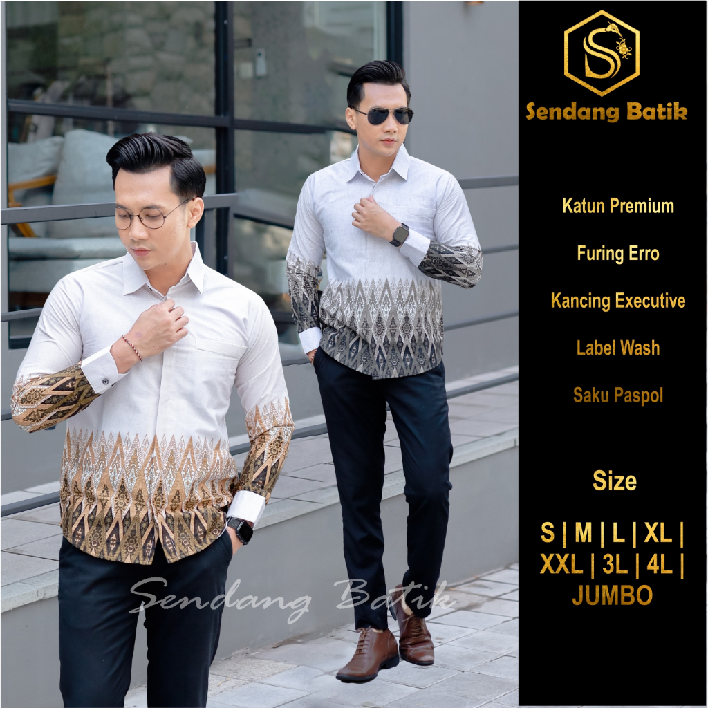 SENDANG BATIK Kemeja baju atasan batik pria PIRAMID furing erro kemeja lebaran bahan katun lengan pa