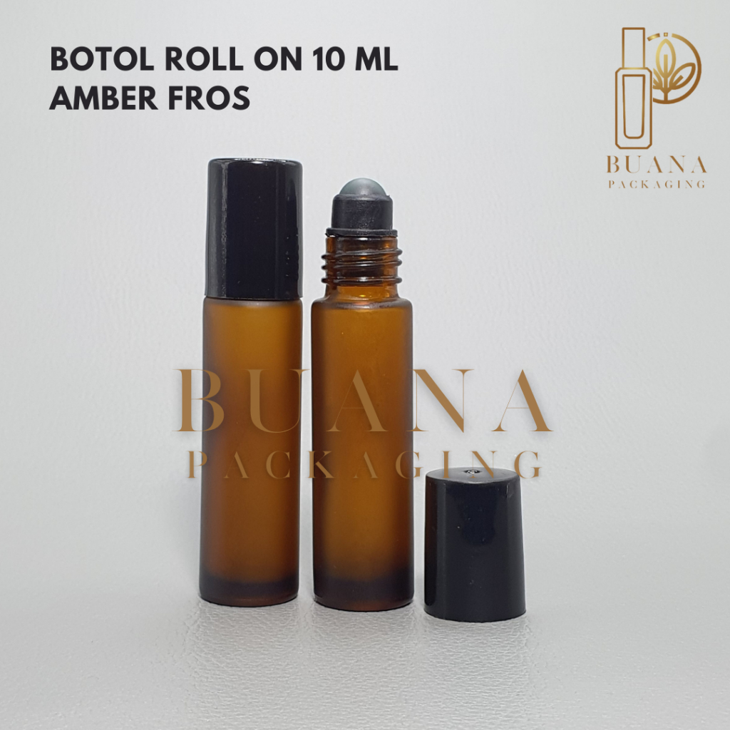 Botol Roll On 10 ml Amber Frossted Tutup Plastik Hitam Bola Plastik Hitam / Botol Roll On / Botol Kaca / Parfum Roll On / Botol Parfum / Botol Parfume Refill / Roll On 10 ml