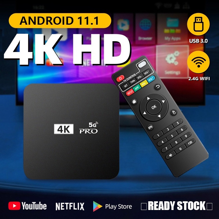 【READY STOCK】Android TV Box Unlock Full Root 4gb+64gb MXQ PRO caja de Rom TV BOX 2.4G Wifi Smart Tv 