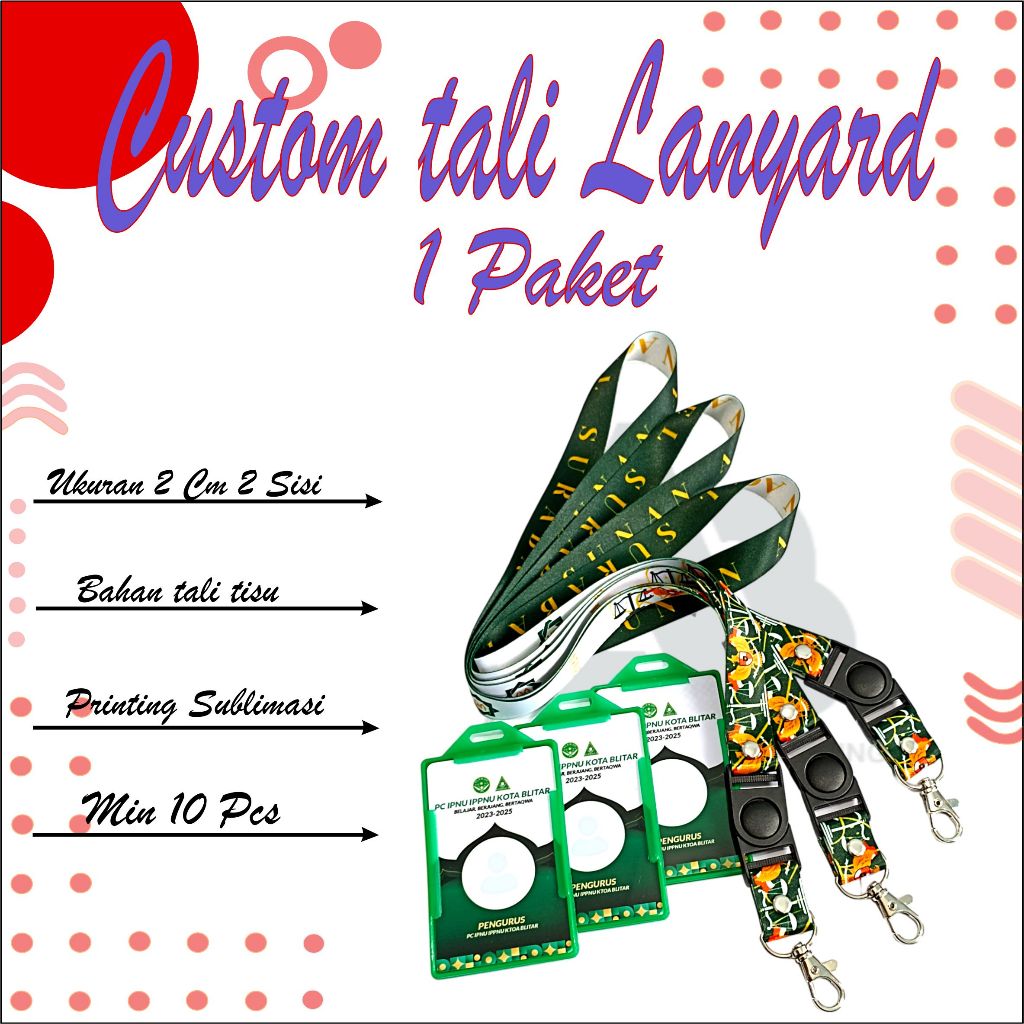 

SATU PAKET LANYARD CUSTOM 2 CM 2 SISI + ID CARD CUSTOM + FRAME/SEPAKET GANTUNGAN ID CARD CUSTOM KALUNG NAME TAG CUSTOM