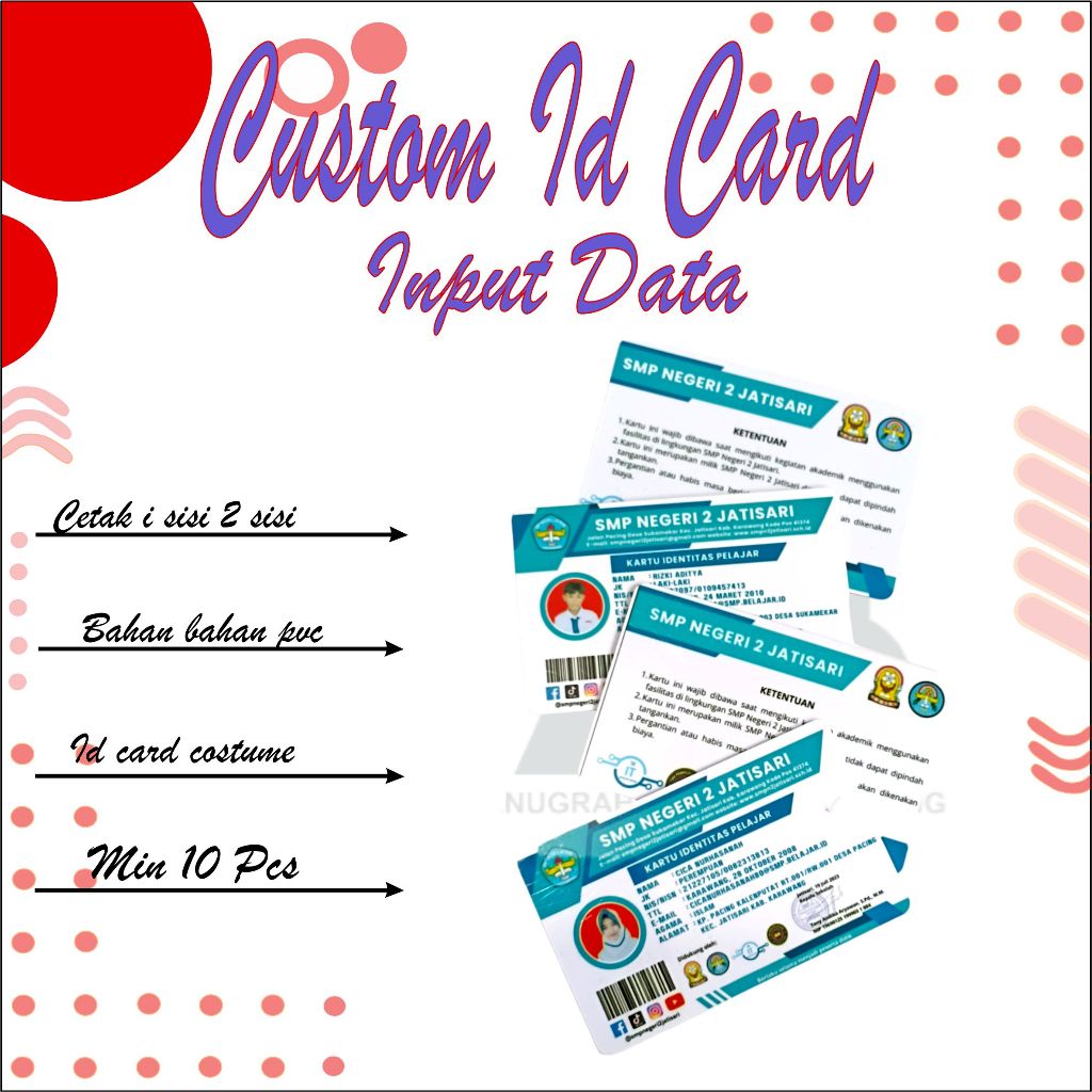 

Cetak Id card std kartu ATM laminasi glosy atau doff press oven anty kelupas