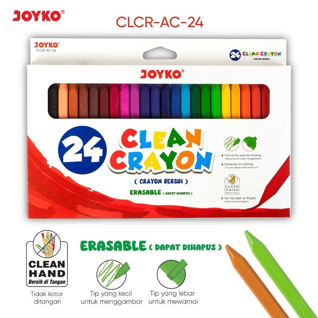 

Clean Crayon Joyko CLCR-AC-24 / Krayon Bersih Joyko 12warna / 24warna