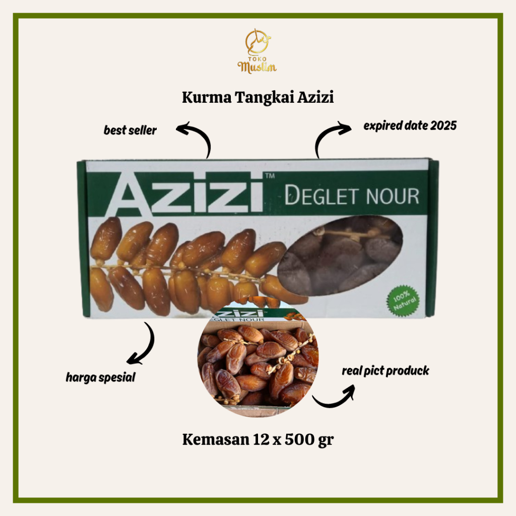 

Kurma Tangkai Azizi 500gr #Kurma tunisia tangkai