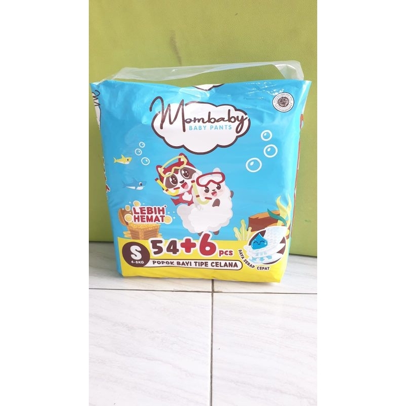 Pampers merk mombaby ukuran S isi 54+6