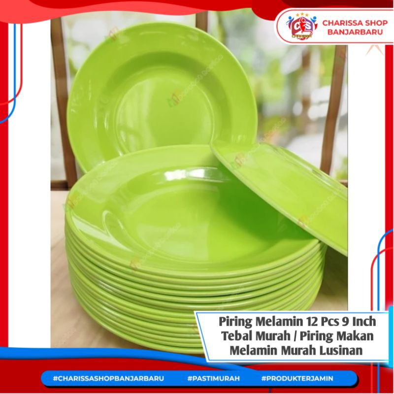 Piring Melamin 12 Pcs 9 Inch Tebal Murah / Piring Makan Melamin Murah Lusinan / Piring Plastik Melam